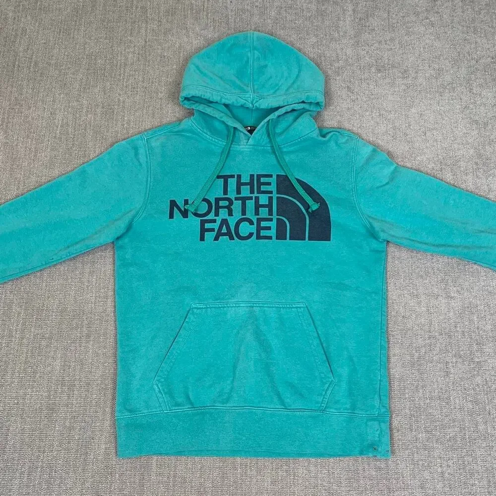 The North Face blue hoodie spell out graphic pullover outdoor Small